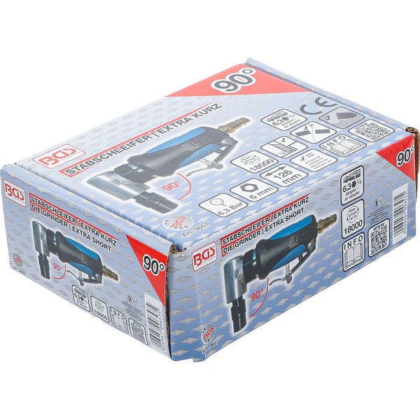 Verpackung eines BGS Technic Druckluft-Stabschleifers extra kurz