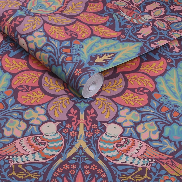 Tapetenrolle mit Vogel- und Blumenmuster