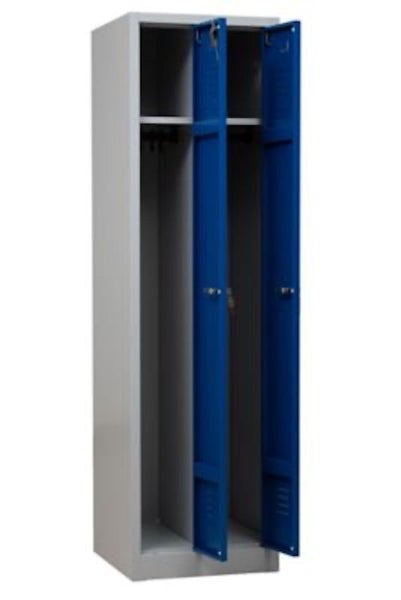 PROREGAL Garderobenspind Camel 4-Fächer-Z-Design HxBxT 180 x 80 x 50 cm Vorhängeschloss Grau-Blau