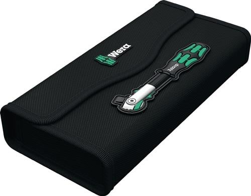 Wera Werkzeugsatz mit Bits, Nüssen und Knarre in geöffneter Tasche