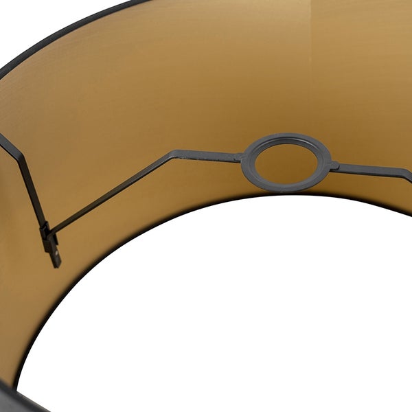 Baumwolllampenschirm schwarz 45/50/28 mit goldener Innenseite