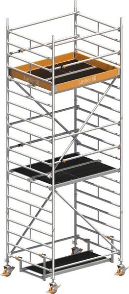 Fahrgerüst mit zwei Arbeitsbühnen und Rollen