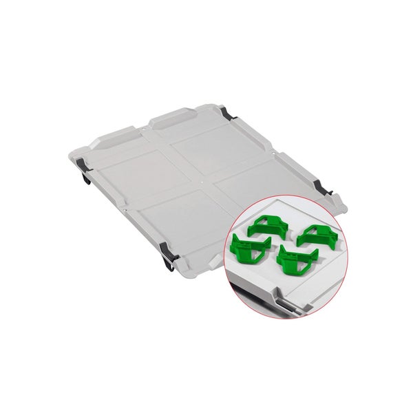 PROREGAL Spar Set 5x Eurobox Nextgen Color Mit Auflagedeckel & Schiebeschnappverschlüsse HxBxT 17 x 30 x 40 cm Griffe Grün Offen Glatter Boden