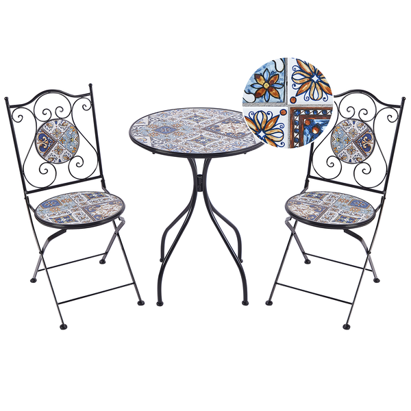 Bistro Set klappbar CIVITA Metall Schwarz