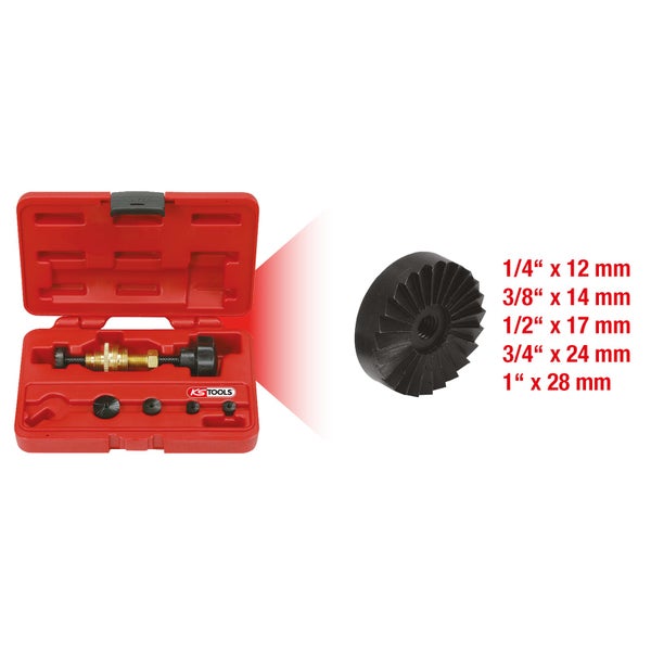 KS Tools Ventilführungsdichtungs-Montageadapter-Satz im roten Koffer mit verschiedenen Größen