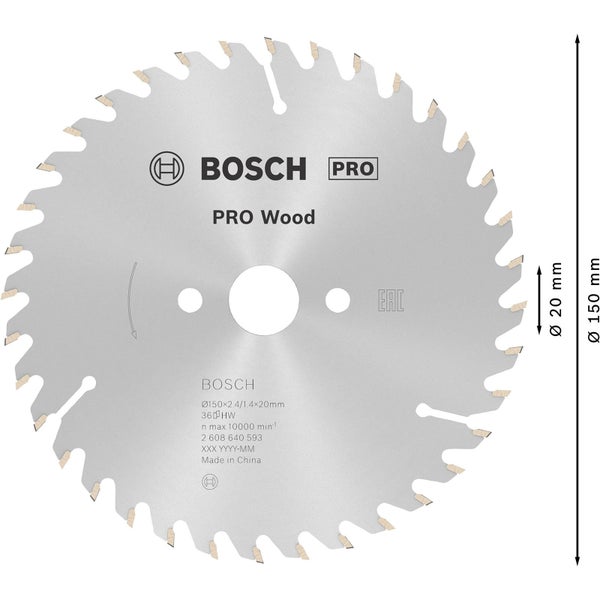 Bosch Pro Wood Sägeblatt mit einem Durchmesser von 150 Millimetern