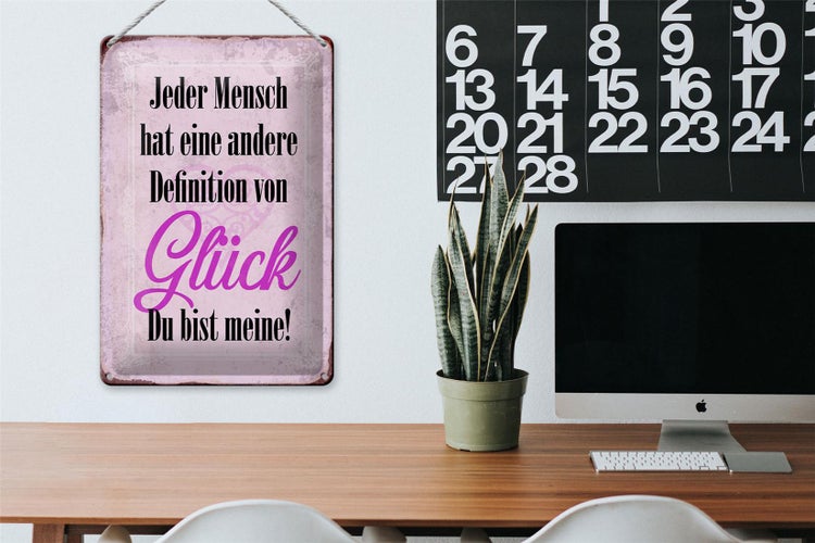 Blechschild Spruch 20x30cm Glück du bis meine Schild