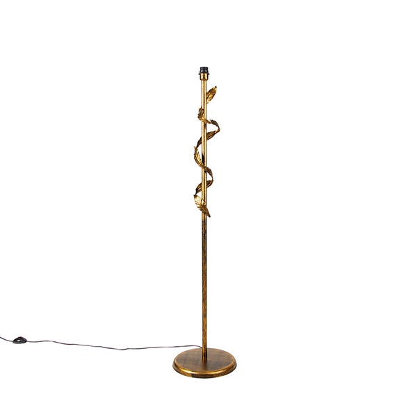QAZQA - Klassisch I Antik Vintage Stehlampe Antik Gold I Messing 29 cm ohne Schirm - Linde I Wohnzimmer I Schlafzimmer - Stahl Länglich - LED geeignet E27