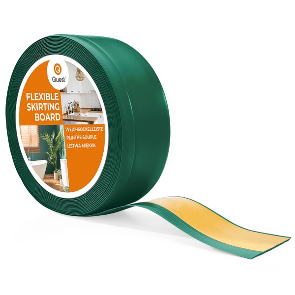 Quest Weichsockelleiste, Breite Sockelleiste 70 x 20 mm, PVC Knickleiste für Wand, Boden, Flexibel, Grün, 5 Meter