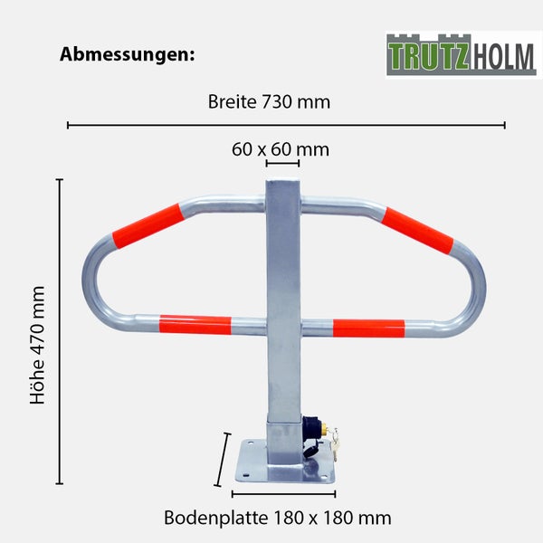 Parkplatzsperre 47 x 73 cm Metall grau abschließ- und klappbar Parkplatzbügel Sperrbügel Poller