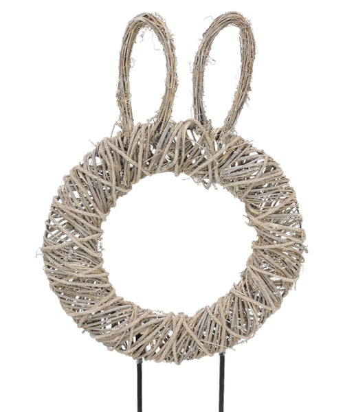 FRANK FLECHTWAREN|Osterdeko Hasenöhrchen, 42 x 10 x 100 cm, WEIDE, METALL, JUTE