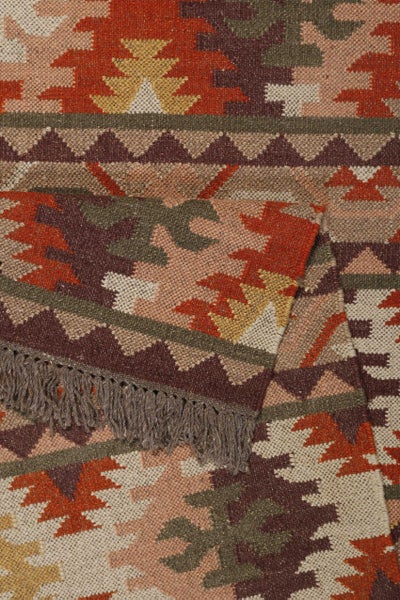 Kelim Teppich Rostbraun aus Wolle Balou Green Looop 140x200 cm