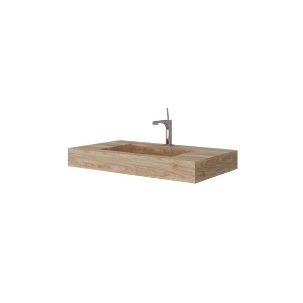 80 cm HPL Waschbecken in Holzoptik Eiche Honig