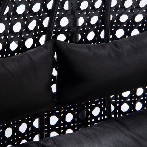 HOME DELXUE - Polyrattan Hängesessel TWIN - nur Kissen, Farbe: Schwarz