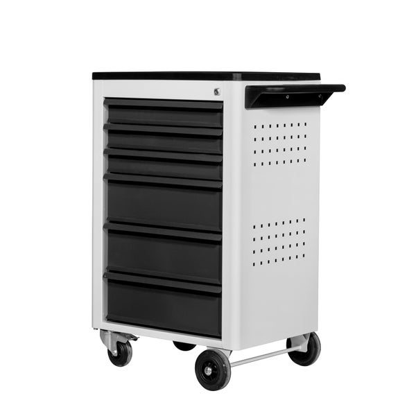 PROREGAL Werkstattwagen Cheetah | 6 Schubladen | HxBxT 96x61x45cm | Lichtgrau/Anthrazitgrau | Schubladenbox, Werkzeugschublade