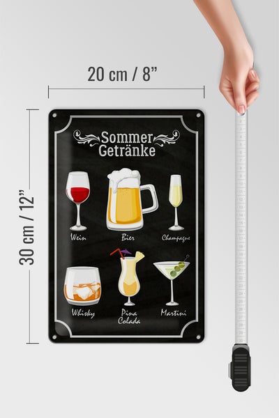 Blechschild Spruch 20x30cm Sommer Getränke Wein Bier
