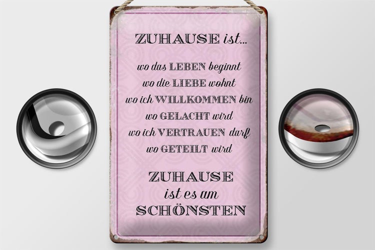 Blechschild Spruch 20x30cm Zuhause ist es am schönsten