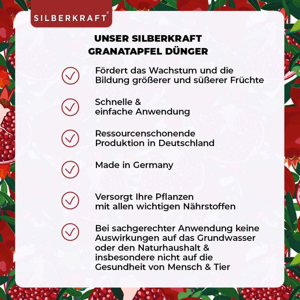 SILBERKRAFT Granatapfel Dünger – Für Granatapfelbäume – 1 Liter
