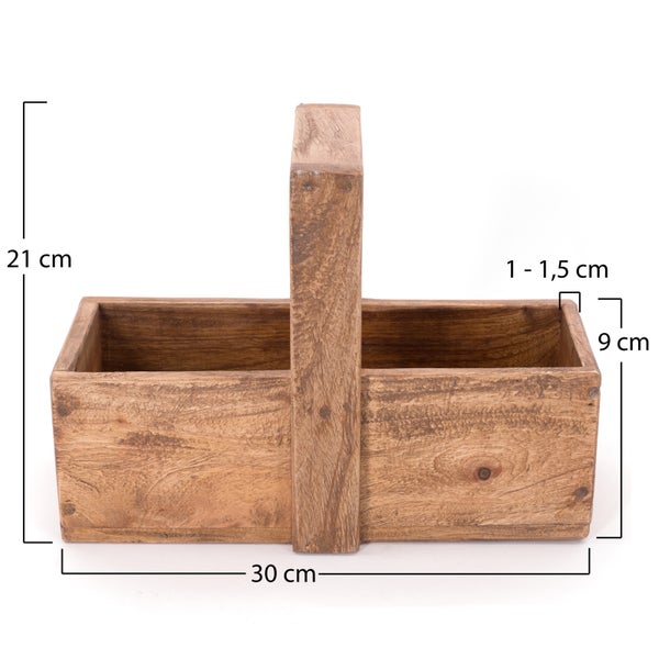 Aufbewahrungskorb Porto Mahagoni Holz, mit Griff naturfarben