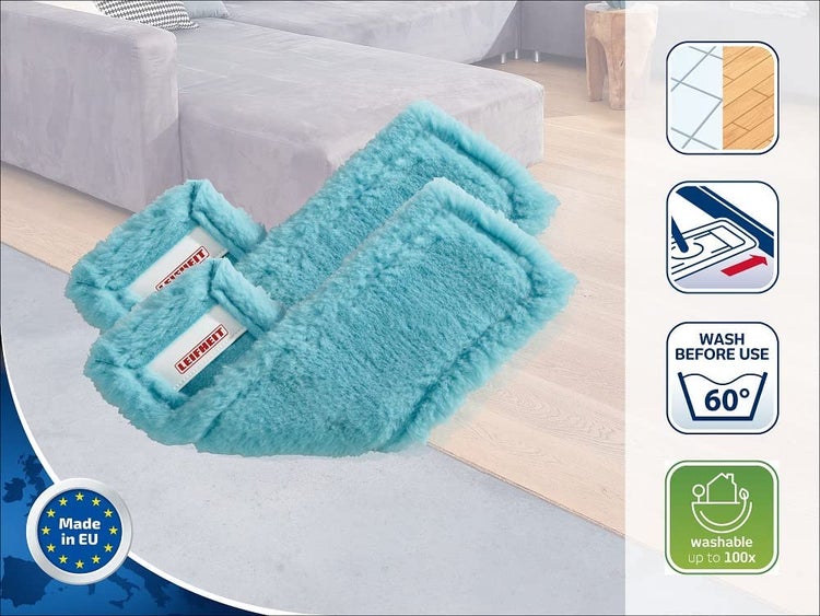 Leifheit 2er Set Wischbezug Profi XL static plus, für alle Bodenarten, zieht Staub und Haare an wie ein Magnet, Bodenwischer Ersatzbezug für glatte Böden, Staubwischer für den Boden
