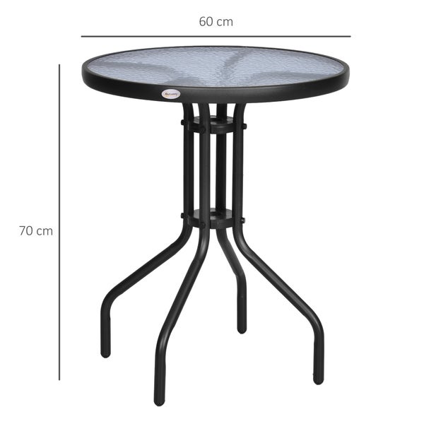 Outsunny Gartentisch ∅60xH70cm, Wetterfest Balkontisch aus Metall, Esstisch mit Wasserkräuselung-Muster Outdoor Campingtisch Beistelltisch, rund Terrassentisch für Garten Balkon Schwarz