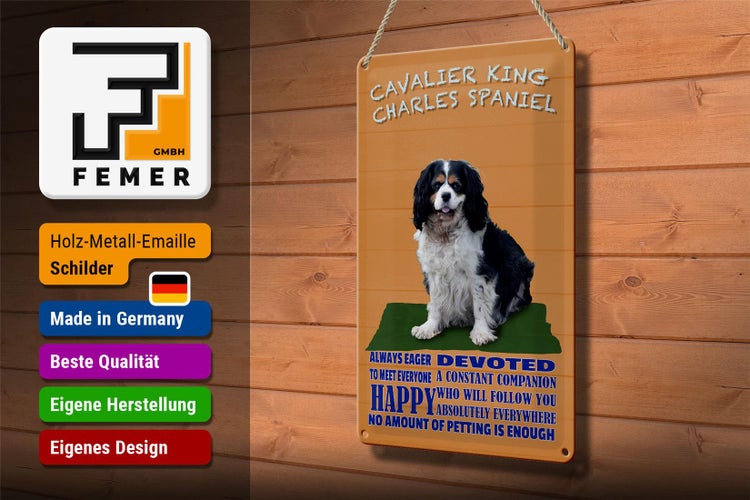 Blechschild Spruch 20x30cm Cavalier King Charles Spaniel orange