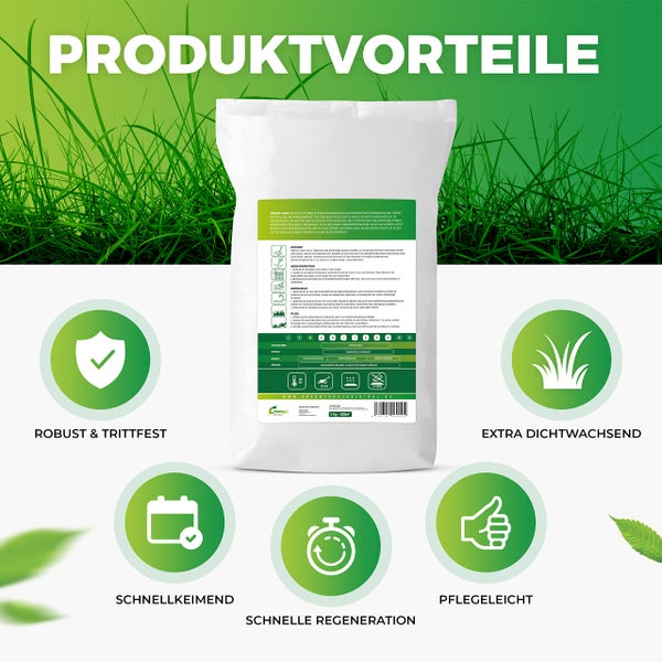 Greenyp Sport I strapazierfähiger Sport-& Spielrasen I 5kg für 200m² I Sportrasen Grassamen Rasensamen Rasensaat Gras Nachsaat schnellkeimend