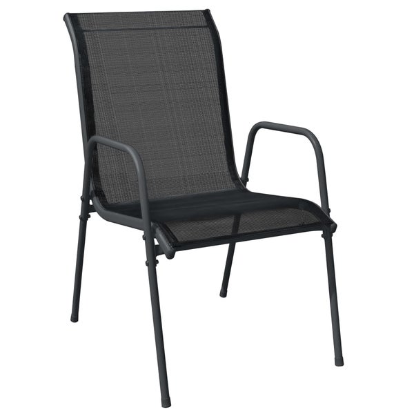 Gartenstühle 2 Stk. Stahl und Textilene Schwarz
