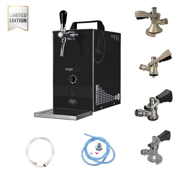 Komplett Set - Zapfanlage, Bierzapfanlage PYGMY 25/K LIMITED EDITION mit Membranpumpe, 1-leitig, 35 Liter/h, Set alle Zapfköpfe