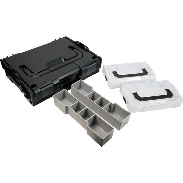 L-Boxx mit transparenten Einsätzen und Fächern zur Werkzeugorganisation