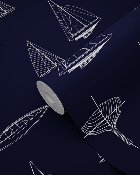 Tapetenrolle mit Segelbootmotiv