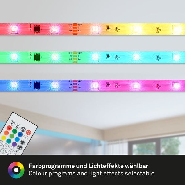 Briloner Leuchten MAGIC - LED Bänder - 2311090 - RGBIC Digitale Farben - Musiksensor - Kürzbar - Inkl. Fernbedienung - 300 x 10 cm (LxB)