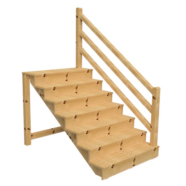 Holztreppe mit Handlauf für den Außenbereich