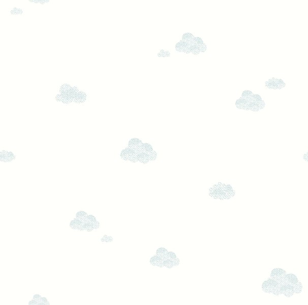 Sanders und Sanders Tapete kleine Wolken Graublau und Weiß - 53 cm x 10 m - 640301
