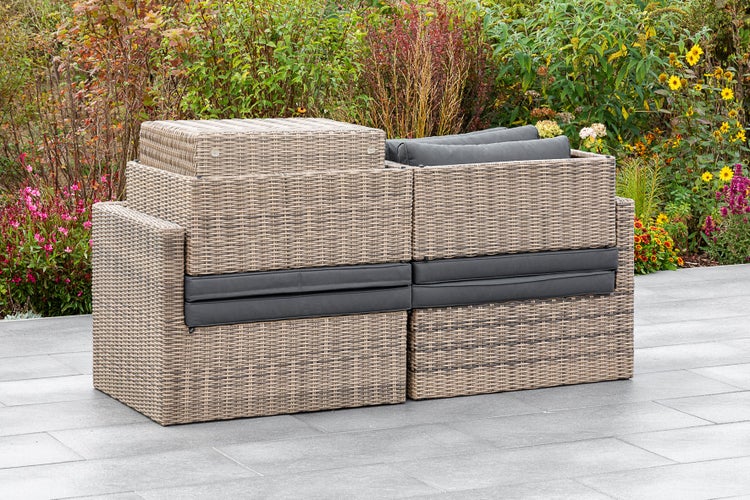 Licosa Gartenlounge Set, 2 Ecksessel, 2 Hocker, 1 Tisch, inkl. Auflagen