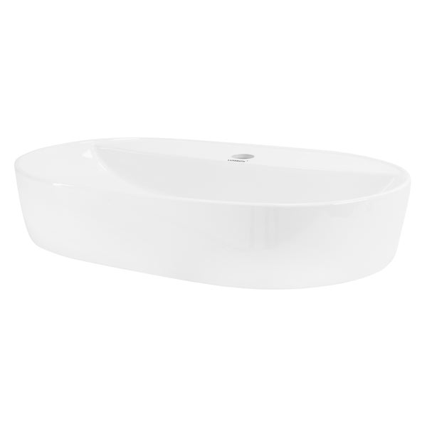ML-Design Waschbecken aus Keramik in Weiß glänzend 60 x 40 x 12 cm, Oval, Moderne Aufsatzwaschbecken, Design Waschtisch Aufsatz-Waschschale Waschplatz Handwaschbecken, für das Badezimmer / Gäste-WC