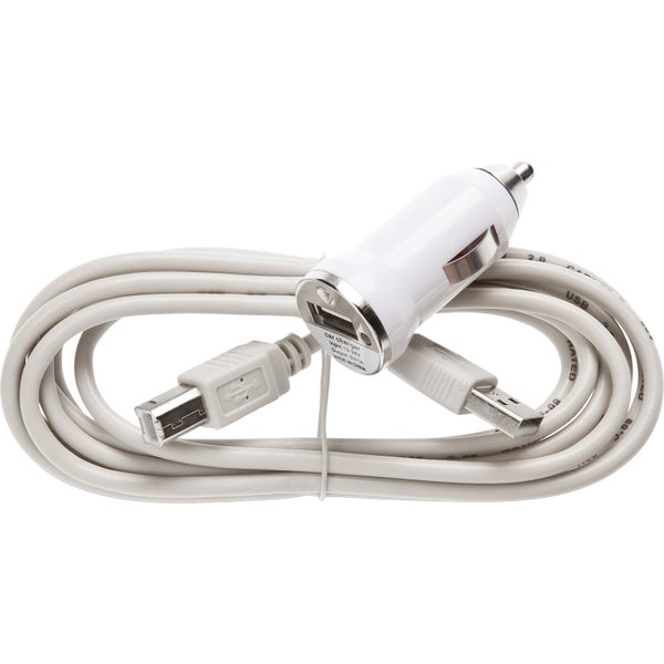 Weißer USB-Autoladeadapter mit Kabel