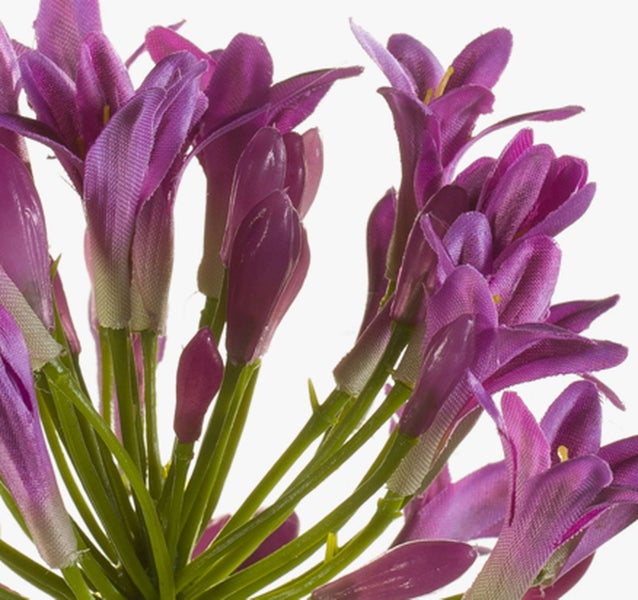 Künstliche Blume Schmucklilie Agapanthus in Lila mit grünem Stiel.