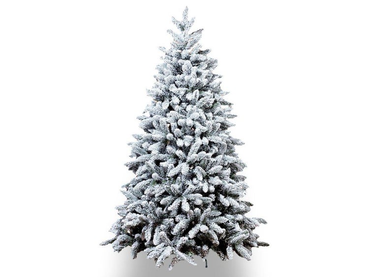 Künstlicher Weihnachtsbaum mit künstlicher Schnee-Beschichtung in einer klassischen Tannenform.