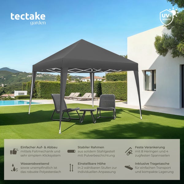Pavillon tectake Linosa inklusive Spannseile, Heringe und Tragetasche 3 x 3 m grau