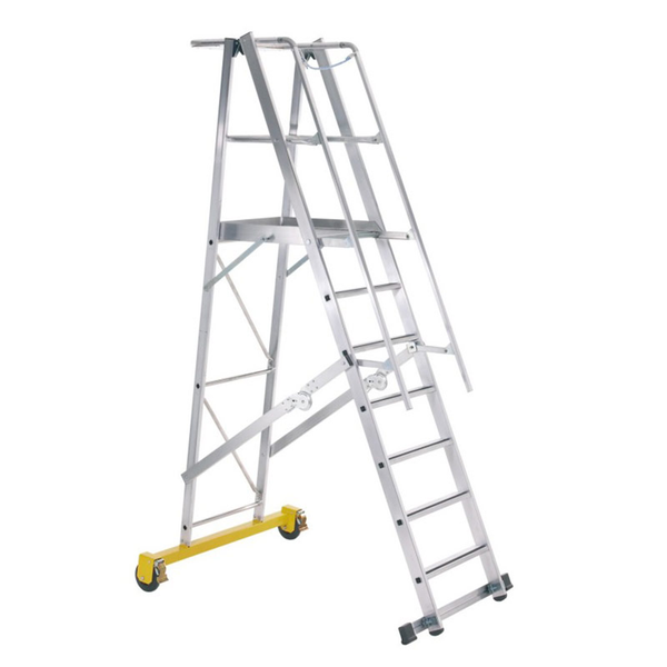 Aluminium Montageleiter mit Plattform und Rollen für den professionellen Einsatz