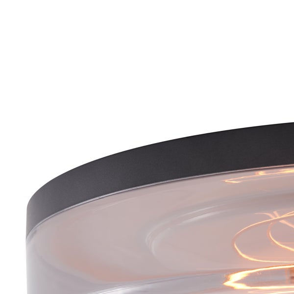 Deckenleuchte Schwarz mit Rauchglas 35,5 cm inklusive dimmbarer LED - Fira