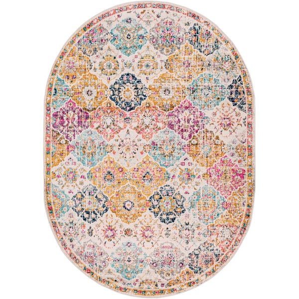 Vintage Orientalischer Ovaler Teppich Mehrfarbig/Orange 200x275 cm INES