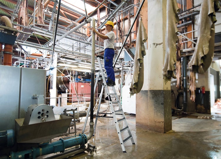 PROREGAL Stufen-Stehleiter Einseitig Begehbar mit Clip-Step R13 14 Stufen