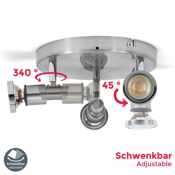 Deckenstrahler - 14,4W, 1200lm, LED, schwenkbar, IP44, warmweiß, matt-nickel