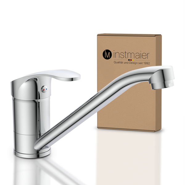 instmaier Küchenarmatur K1 | 360° schwenkbar | Wasserhahn Küche | Spültischarmatur Chrom | mit Zentralverschraubung