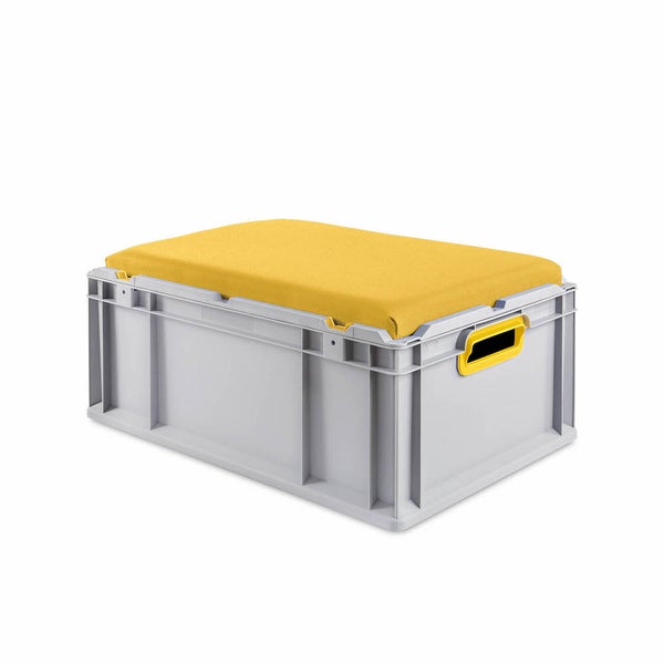 PROREGAL Eurobox NextGen Seat Box Gelb HxBxT 26,5 x 40 x 60 cm 44 Liter Griffe Offen Eurobehälter Sitzbox Transportbox Transportbehälter Stapelbehälter