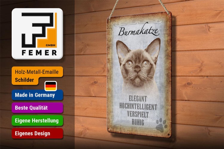 Blechschild Spruch 20x30cm Burmakatze Katze Schild