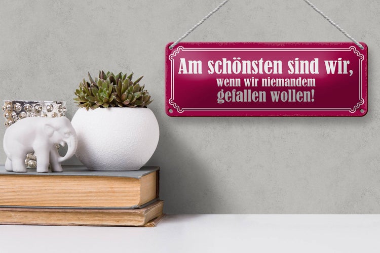 Blechschild Spruch 27x10cm am schönsten sind wir wenn wir Dekoration