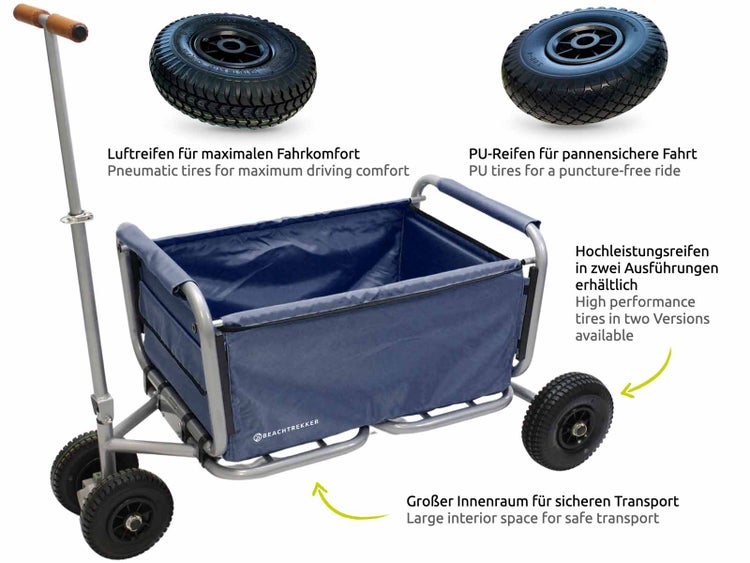 Bollerwagen mit zwei Reifentypen und großem Innenraum